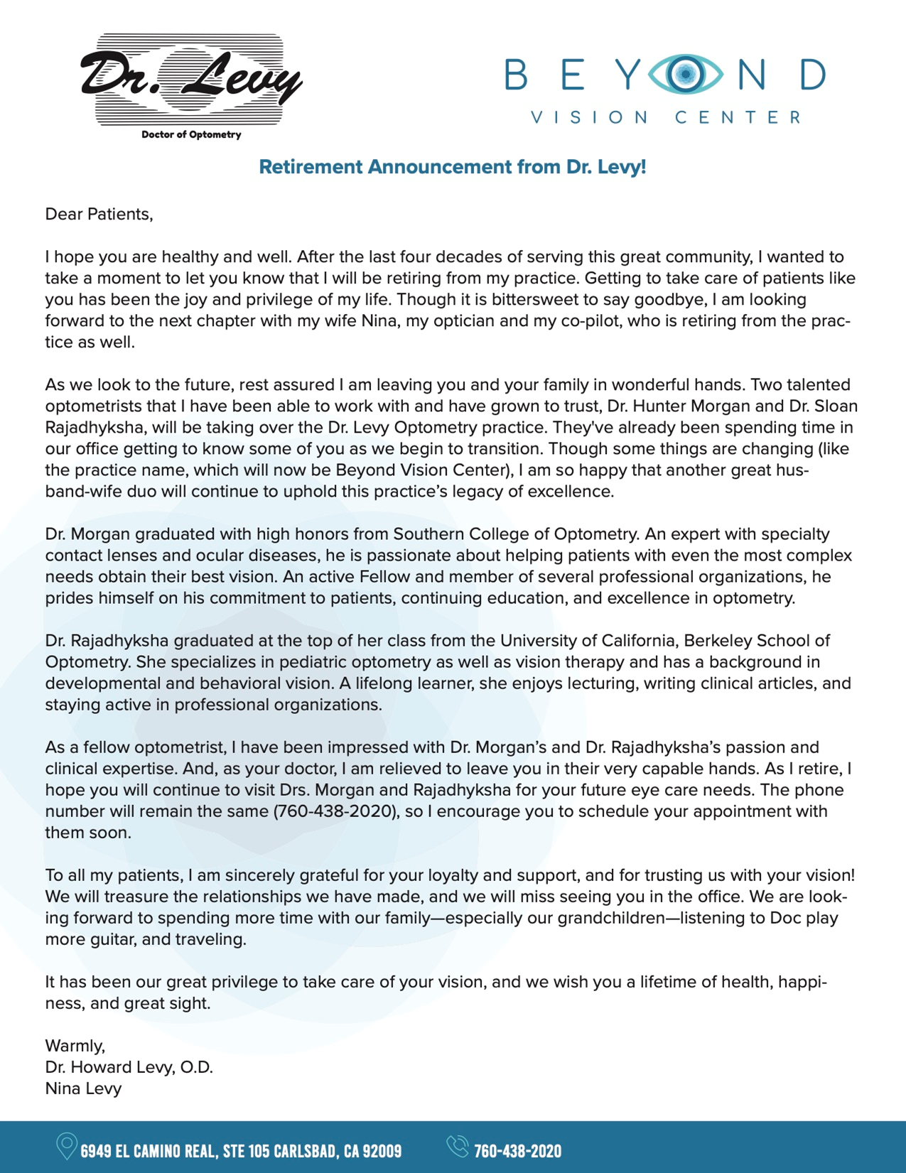 Retirement Announcement