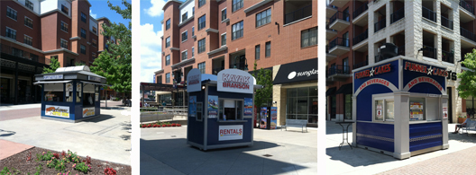 image collage of various kiosk carts in Town Square