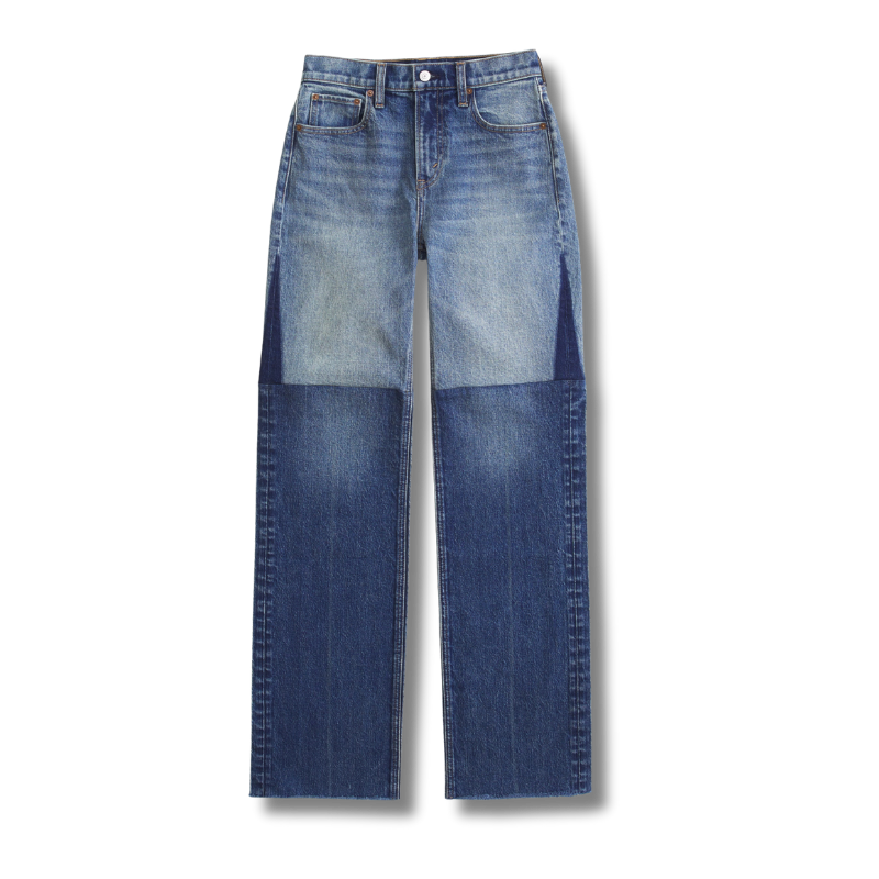 Jeans with light denim on top and dark denim on bottom