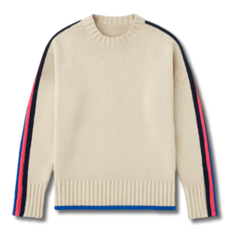 Cream sweater with stripes on side
