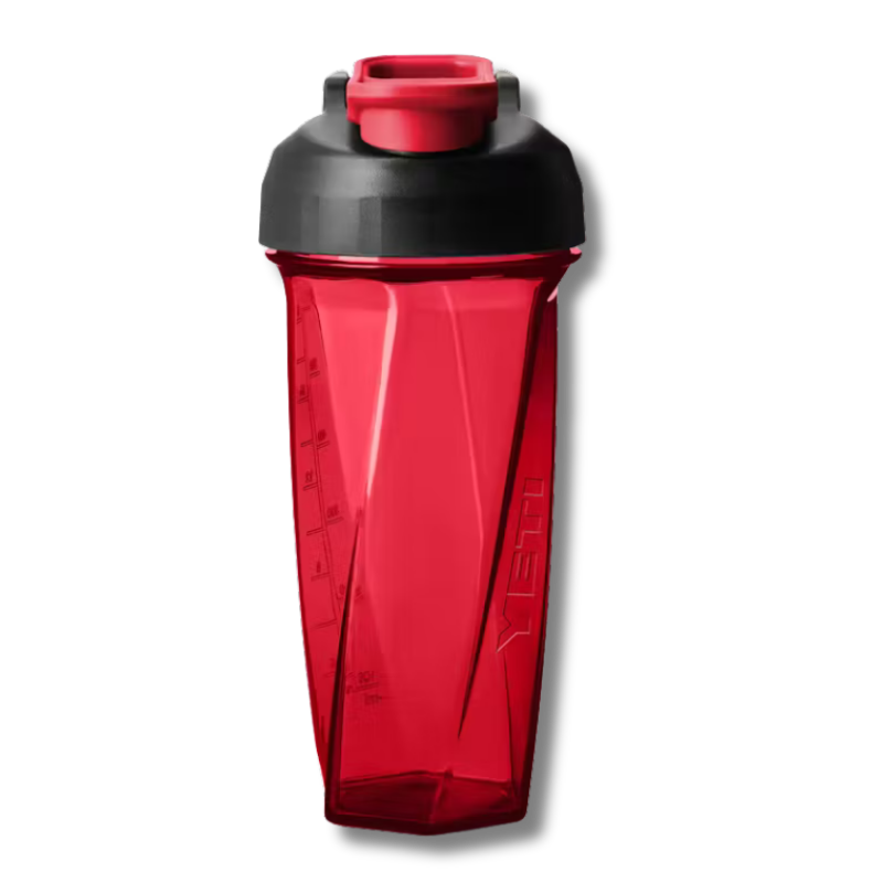 Red protein shaker water bottle