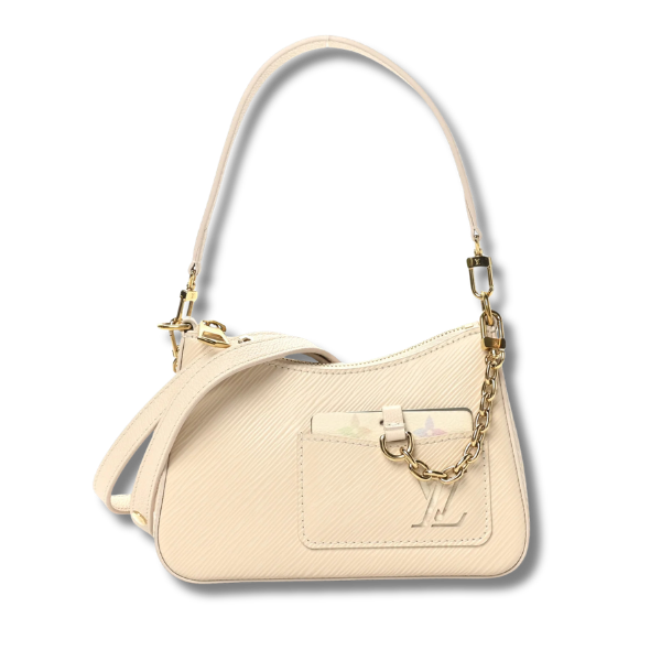 Cream purse with gold chain