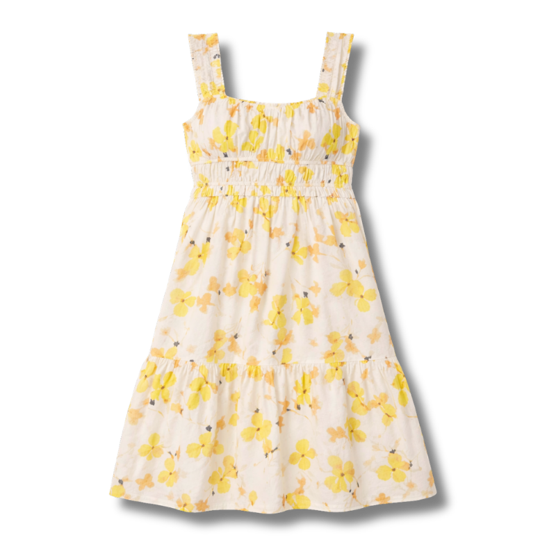 White dress with yellow florals