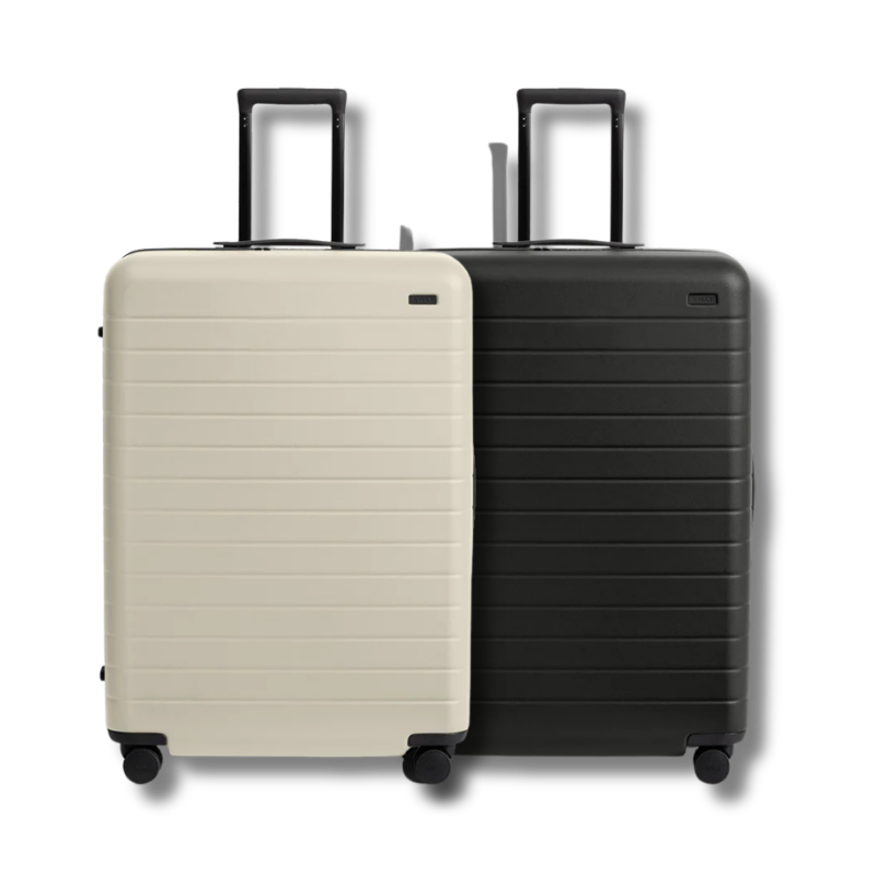 White and black suitcase