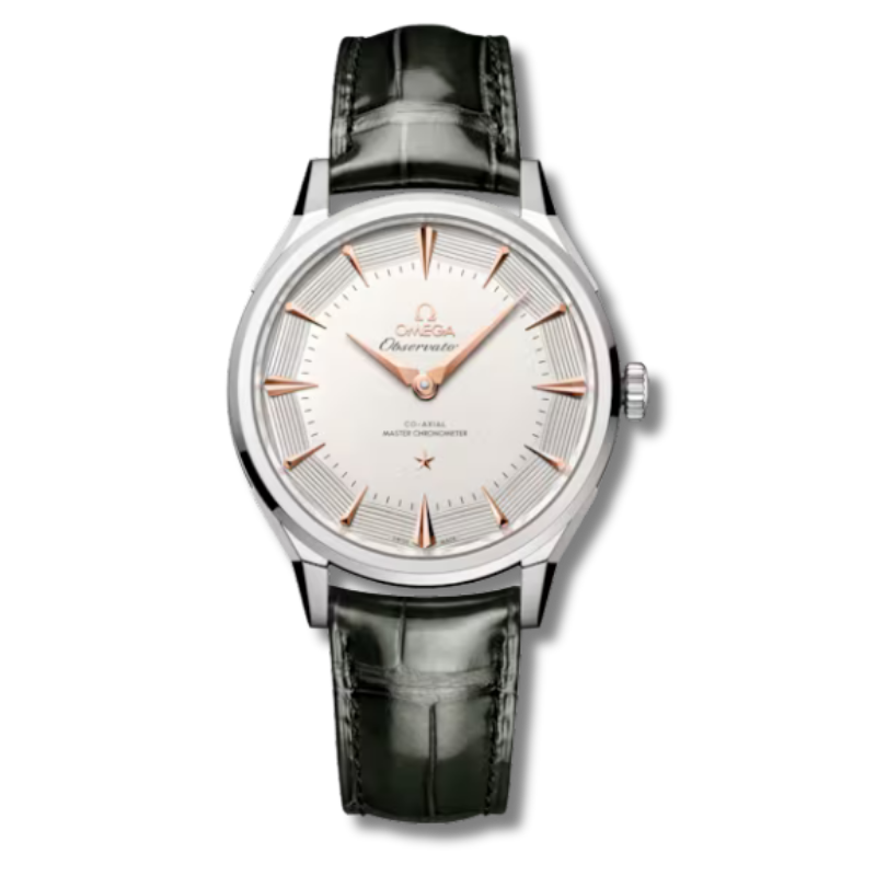 White watch with black leather band