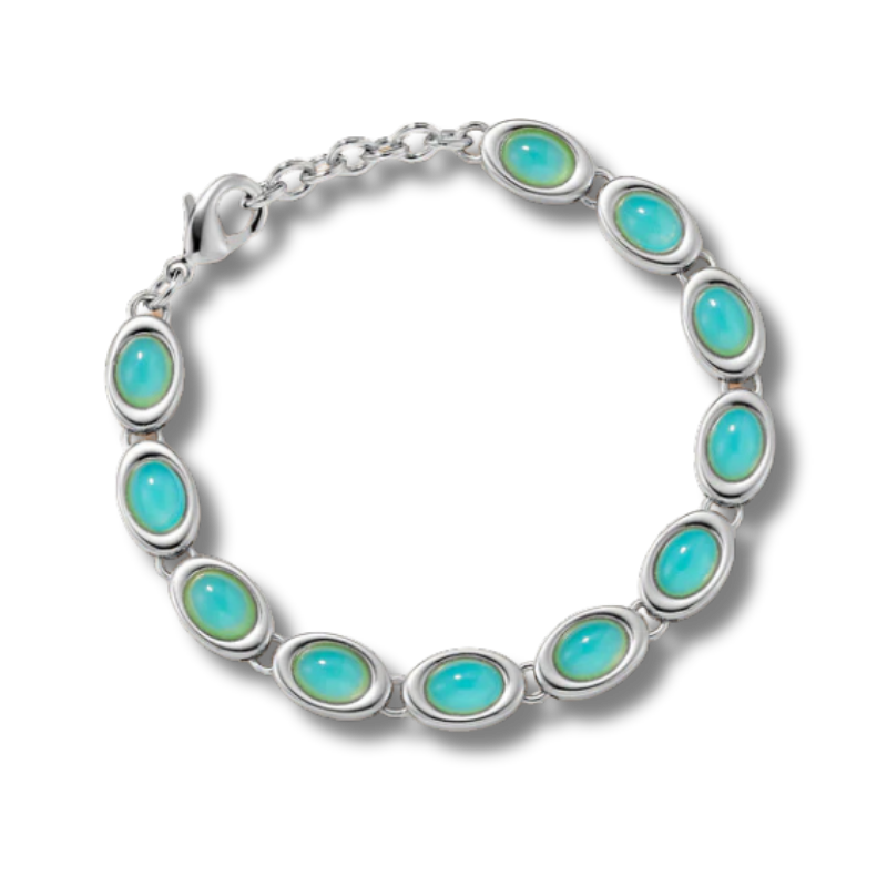 Silver bracelet with blue stones