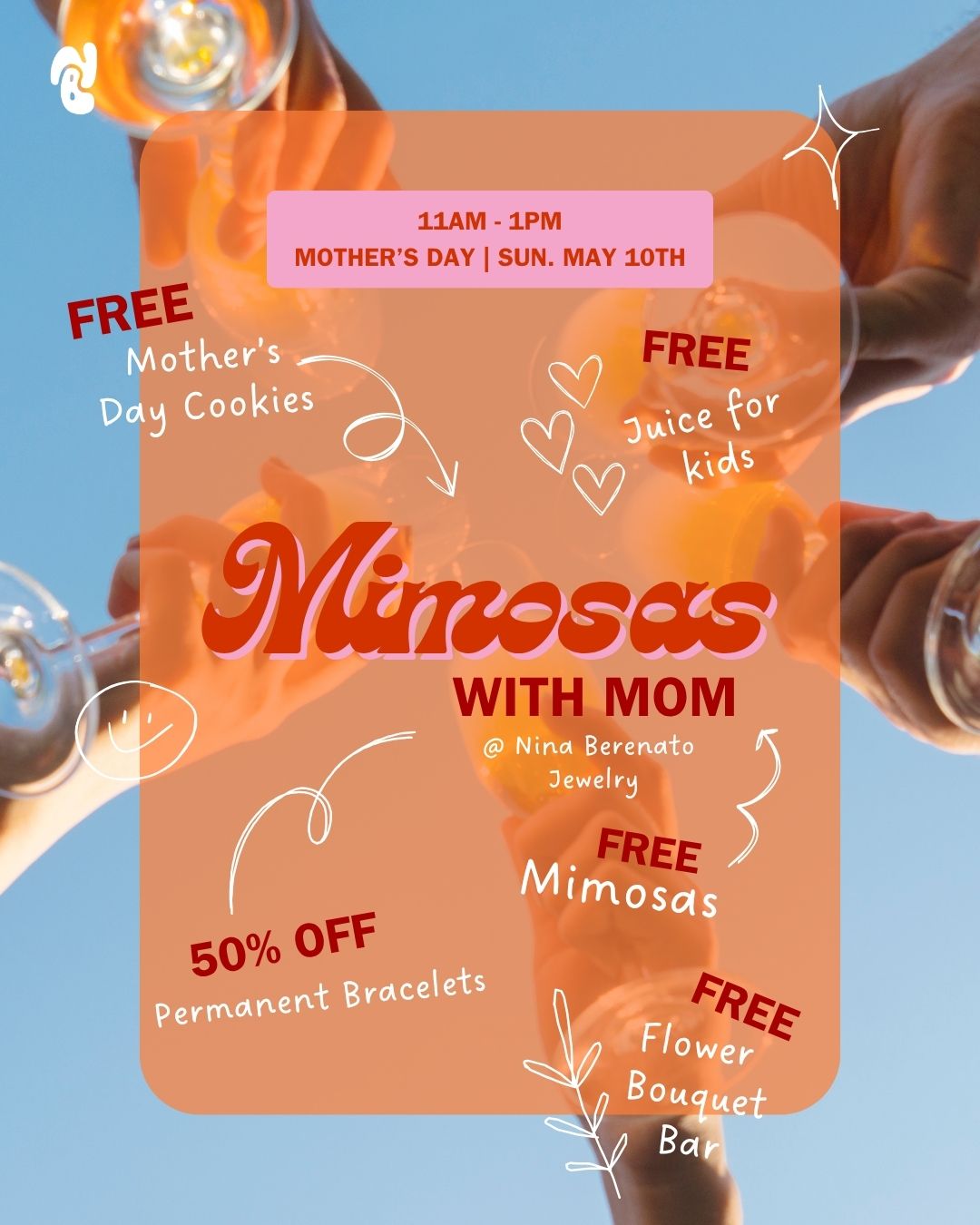 People cheering mimosas