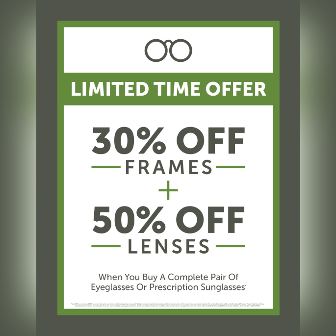 30% frames + 50% off lenses