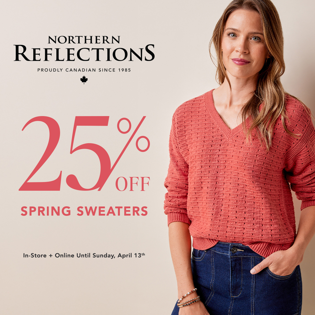  25% off all spring sweaters and cardigans