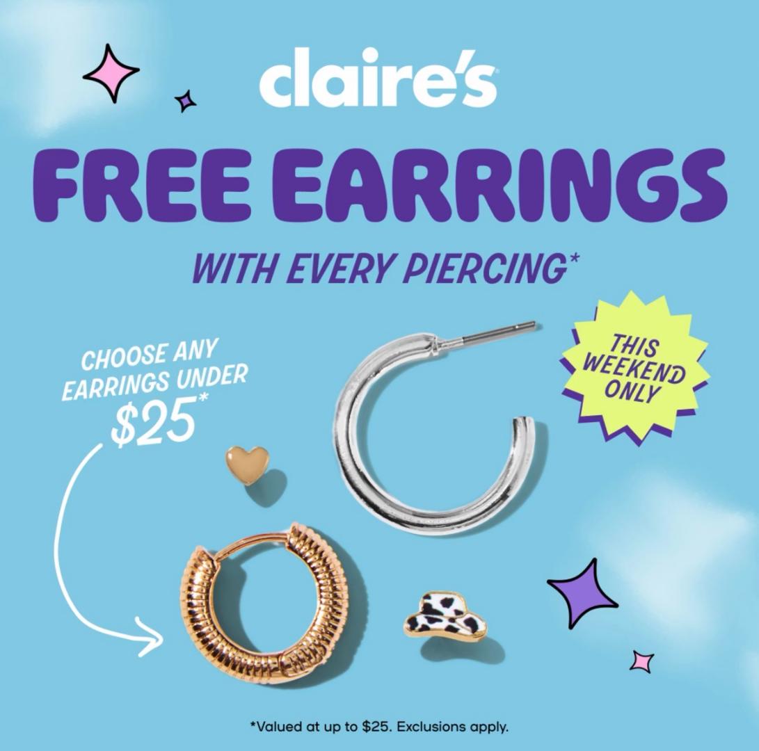 Free Earrings with Every Piercing!