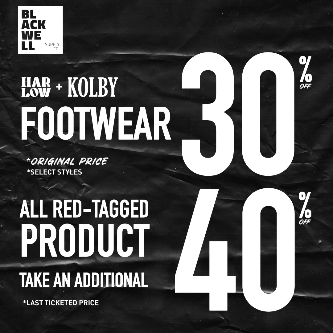 Footwear 30% off + 40% off red-tagged.