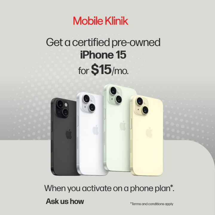  Get a certified pre-owned iPhone 15 for as low as $15/mo