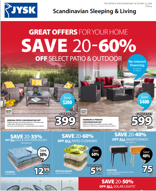 JYSK Weekly Flyer Park Place Mall Lethbridge