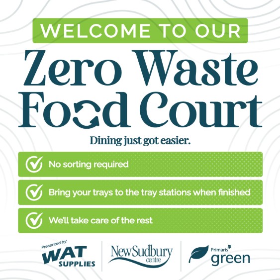 A greener food court is coming. We’re making it easier than ever to reduce waste—no sorting required. You simply return your tray to the tray stations located throughout the food court and we’ll take care of the rest.