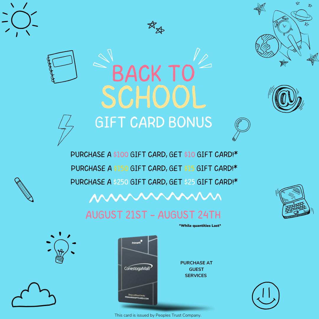 🎒📚Back to School Gift Card Bonus🎒📚
