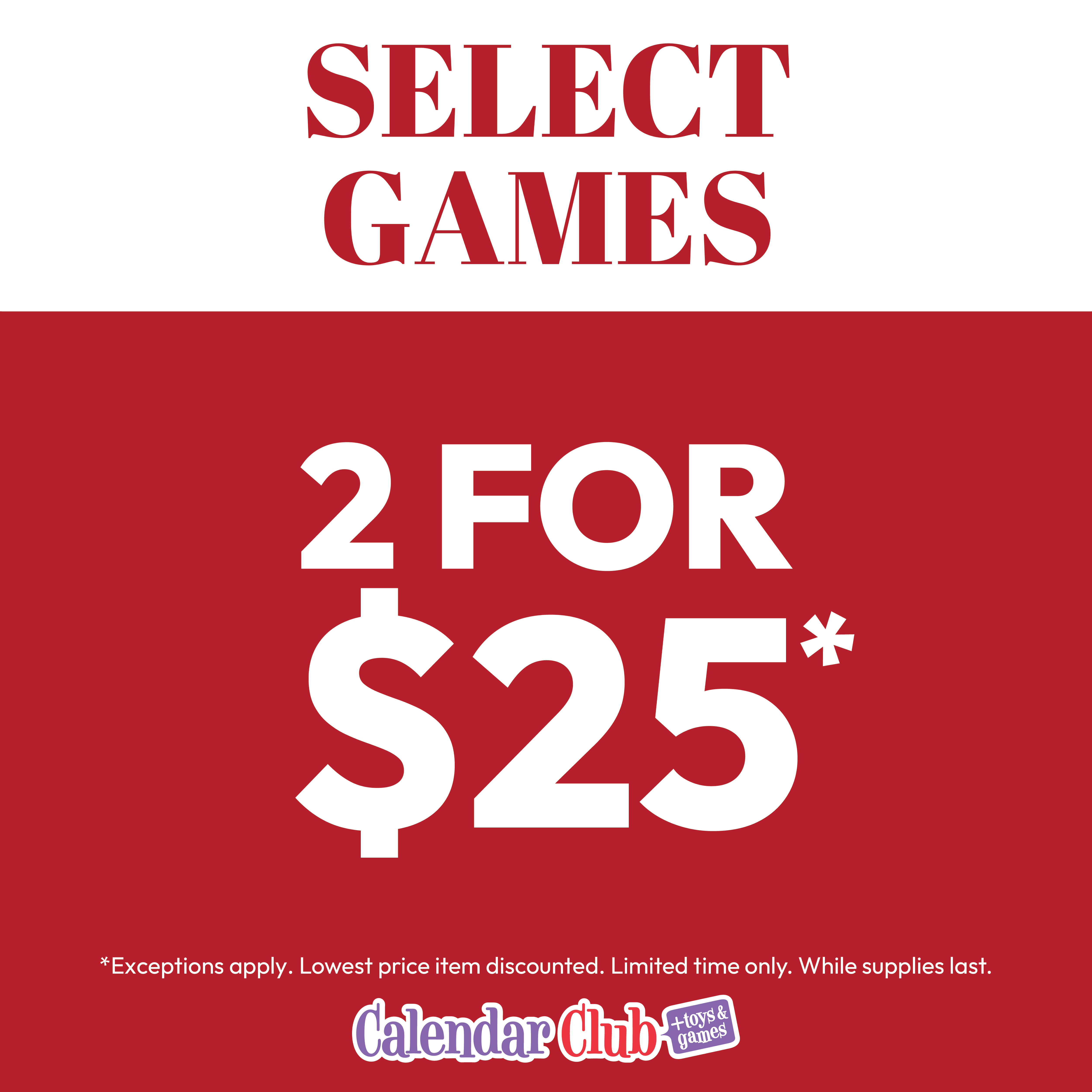 Black Friday: Select Games 2 for $25