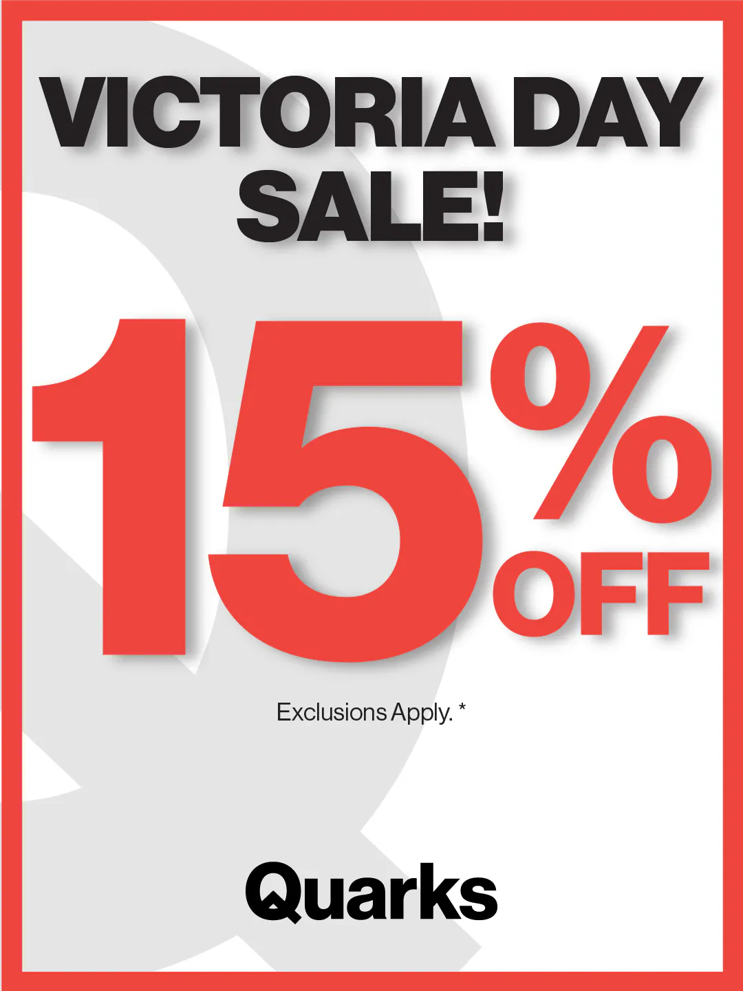 15% off (Exclusions apply)