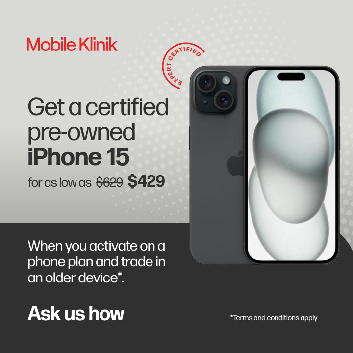 Get a certified pre-owned iPhone 15 for as low as $429 (was $629)