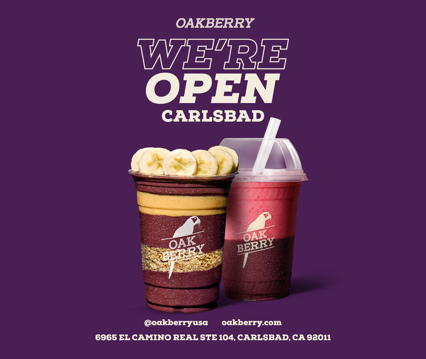 Oakberry is NOW OPEN at Plaza Paseo Real!
