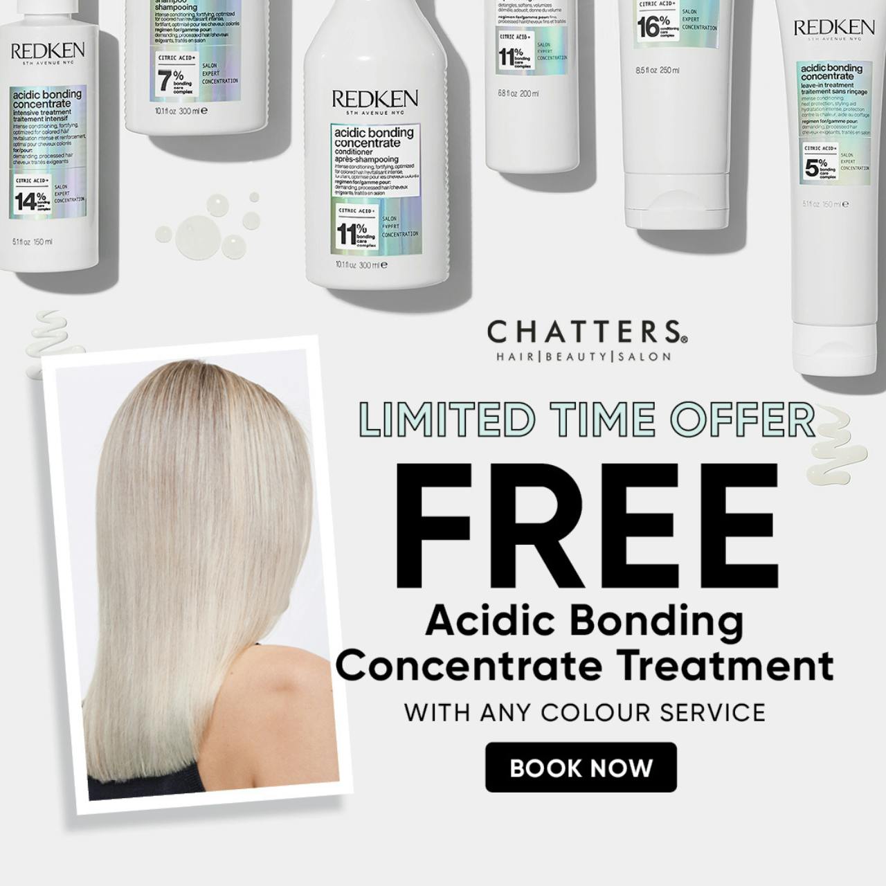 Enjoy a Free Redken Treatment with Your Next Colour Service at Chatters! 🩷✨