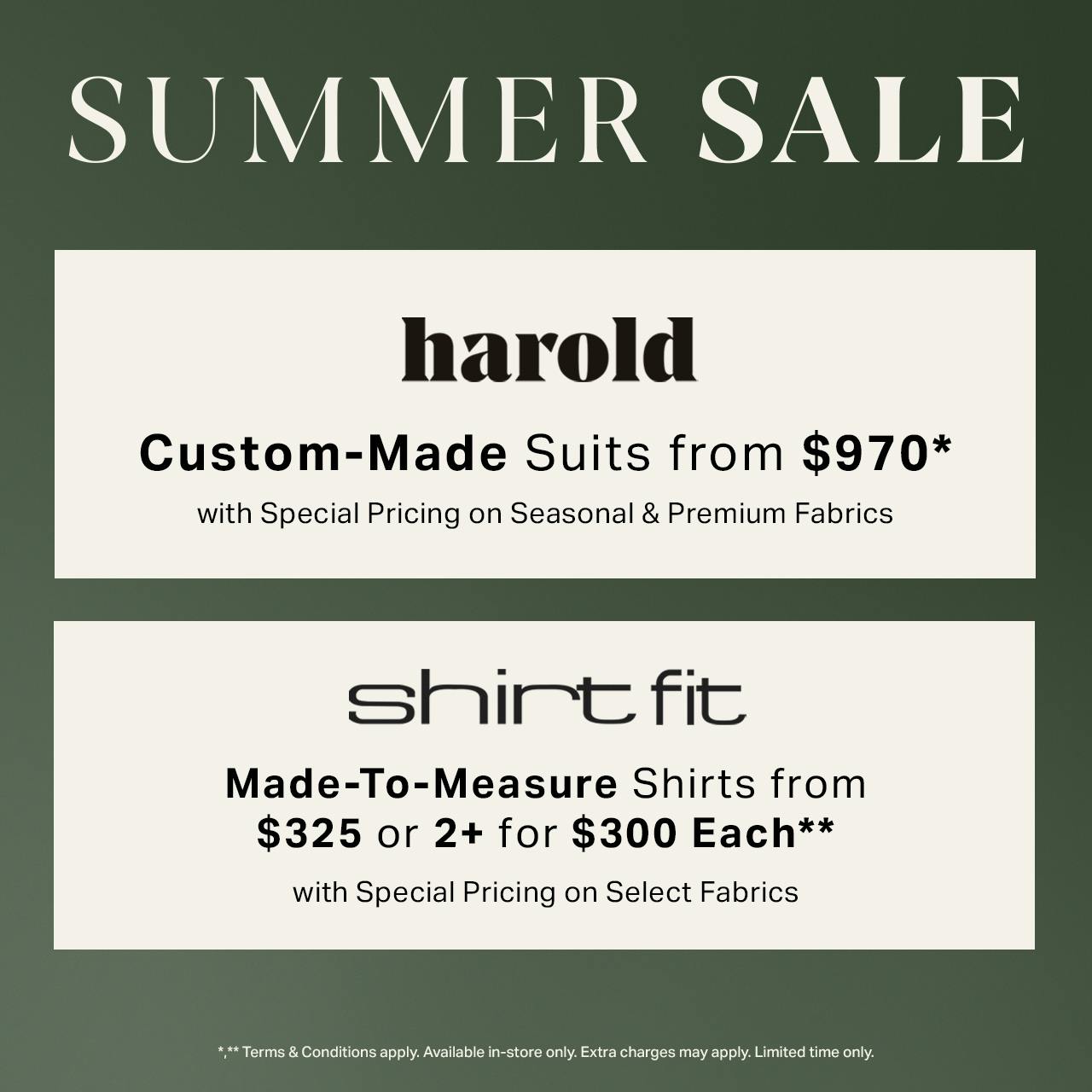 Made-to-Measure Summer Sale!