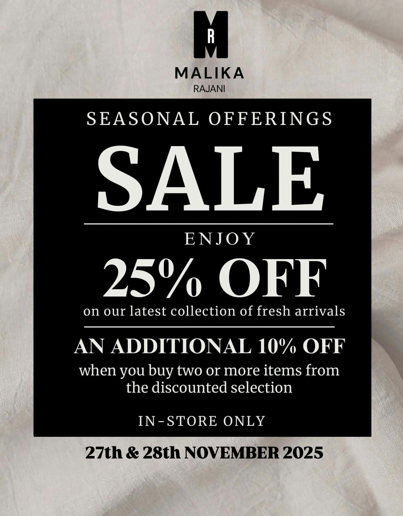 Seasonal Sale 25% Off