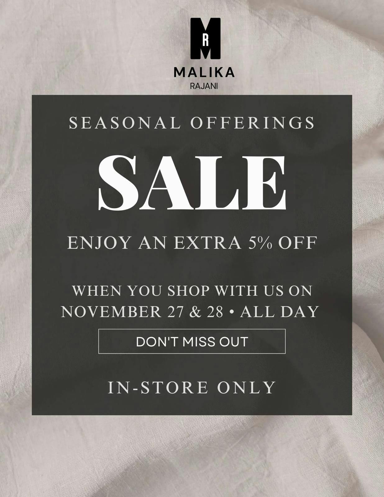 Seasonal Sale 5% Off